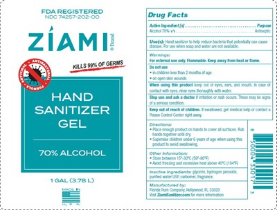ZIAMI Gel 70 Percent.jpg Principal Display Label - ZIAMI Gel 70 Percent